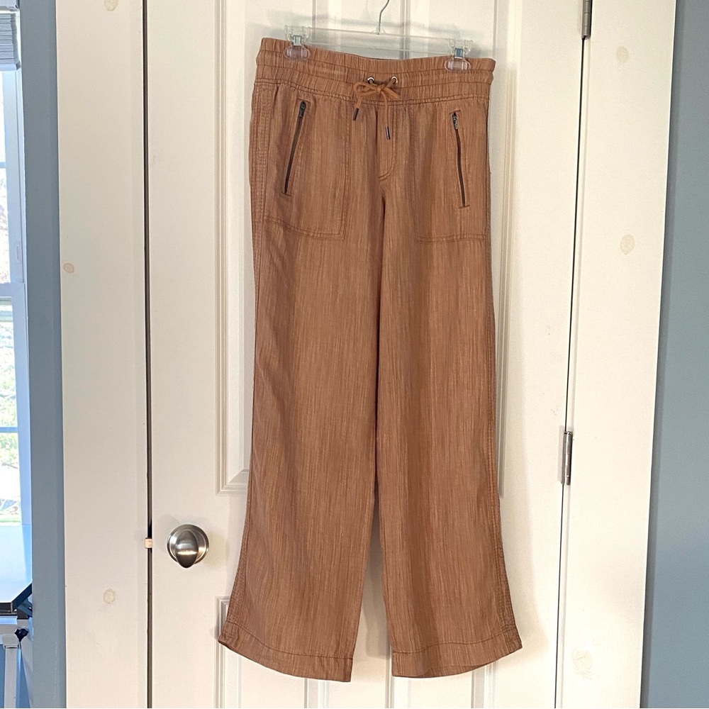 Athleta 100% Linen Cabo Wide-Leg Pants in Caramel Orange, Womens 4